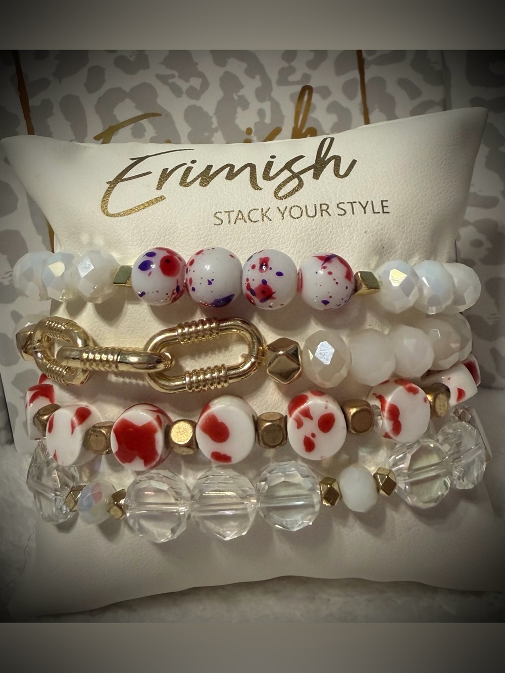 New ERIMISH Bracelets - 4 pc Stack - Red, White & Blue